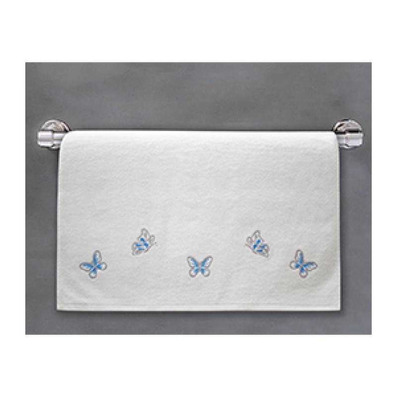 Blue Embroidered Butterfly Towel